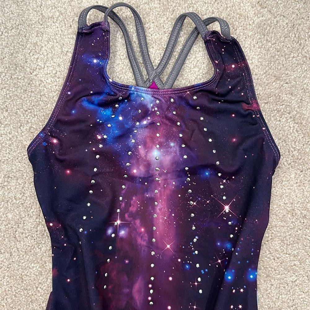 Galaxy print leotard for girls (small, 6/6x) - Picture 2 of 4
